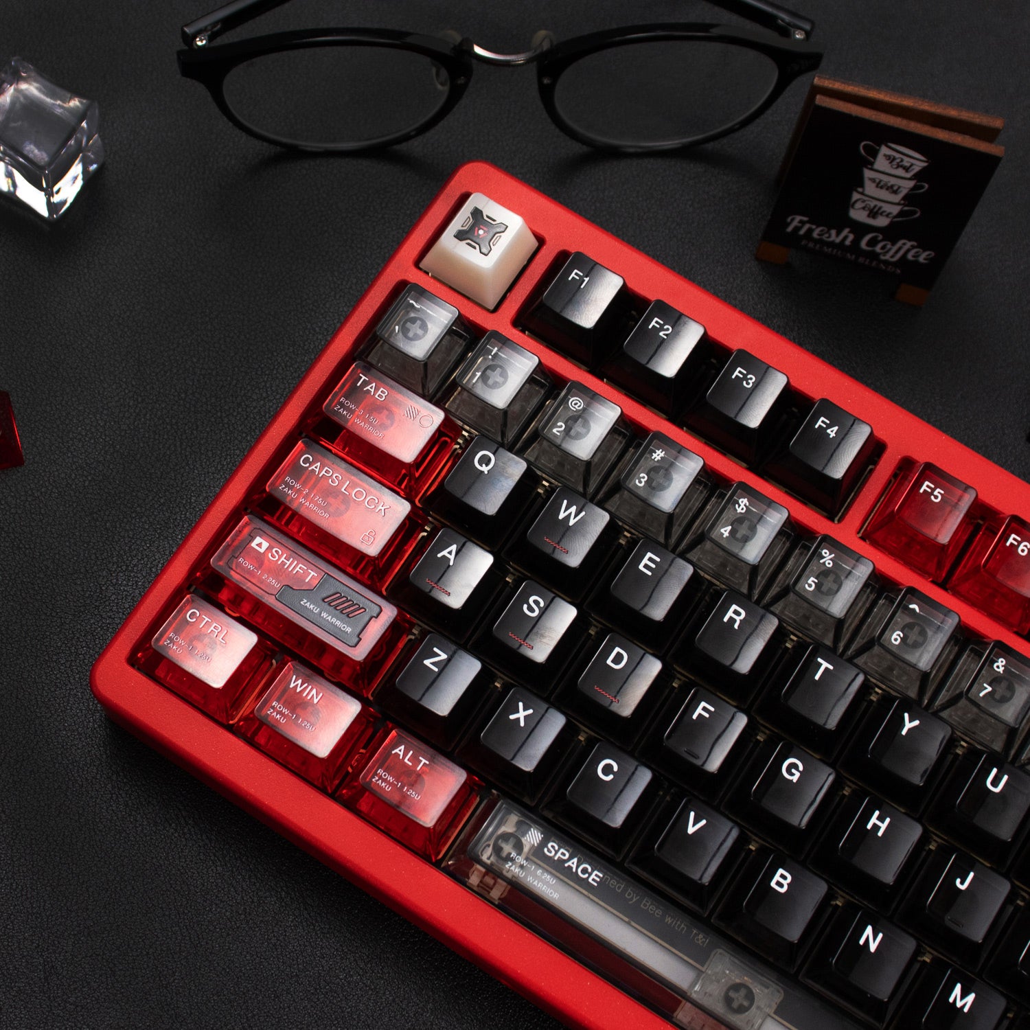 GUNDAM, ZAKU Warrior theme, original high PC transparent mechanical keyboard keycap UV printing creative personalized keycap set