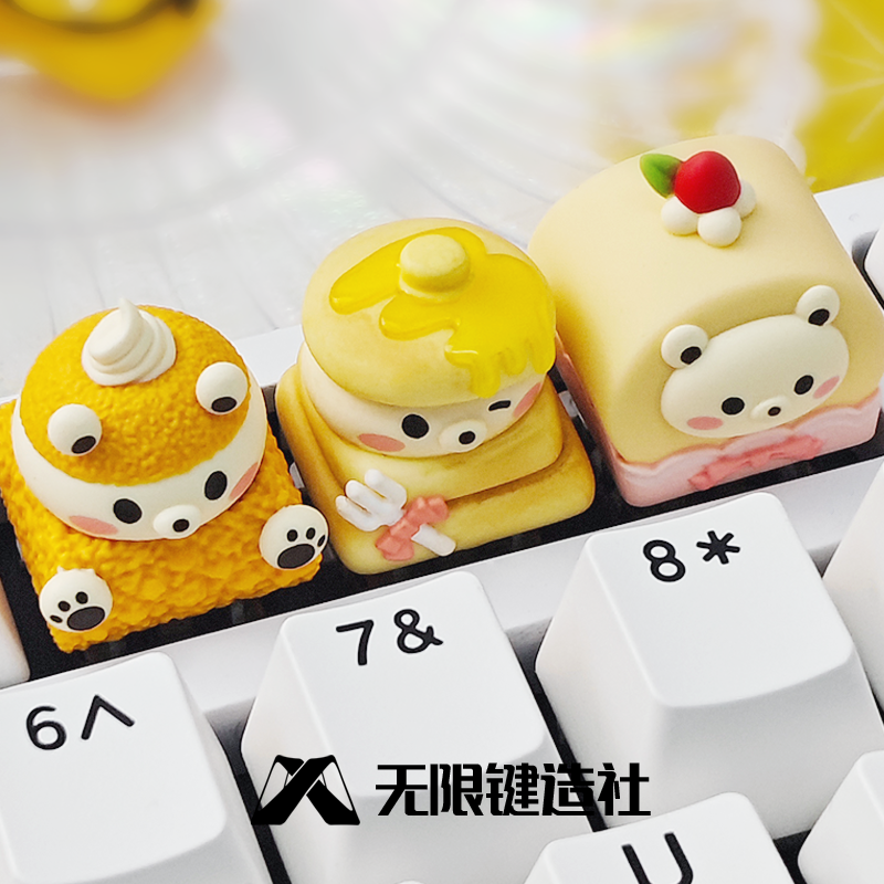 Original Dessert Series Cute Cute Little Bear Shufulei Creative Personalized Custom Resin Mechanical Keyboard Keycaps