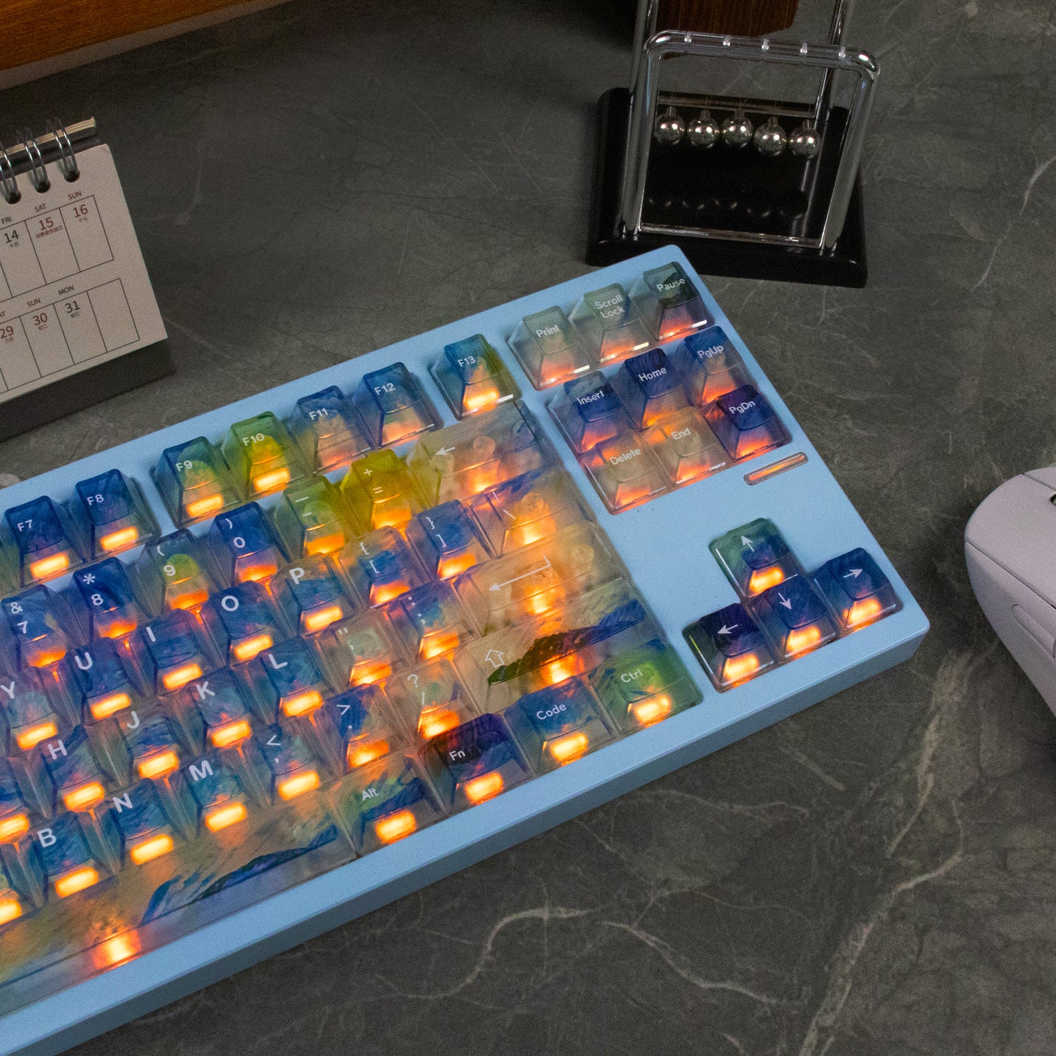 Gradient transparent PC material fog transparent keyboard keycaps customized ai3D technology factory height
