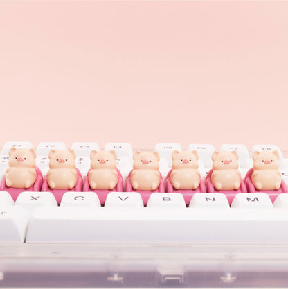 Leisure Time Theme, Small Animals Sitting on Sofa, Resin Spray Personalized Keycaps, Art Design Keycaps