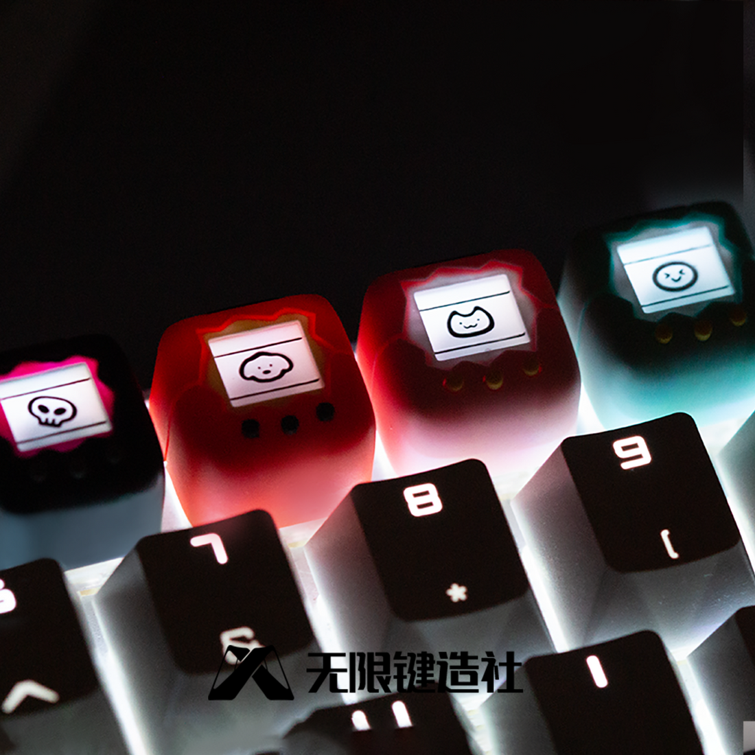 Electronic pet shaped personalized keycaps, multi-color resin molded handmade art keycaps, mechanical keyboard decorative keycaps