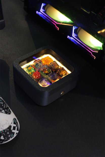 9-key keycap storage box wireless, can emit light, display mechanical keyboard with lights, personalized keycap dustproof display box
