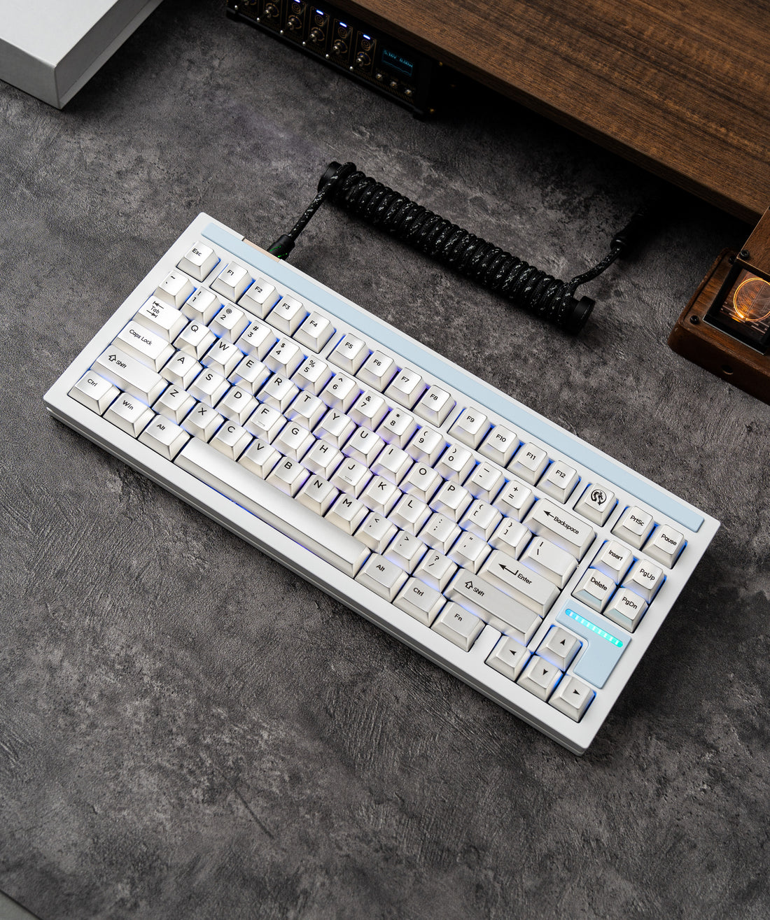 Matte silver white minimalist set factory height full set of metal keycaps