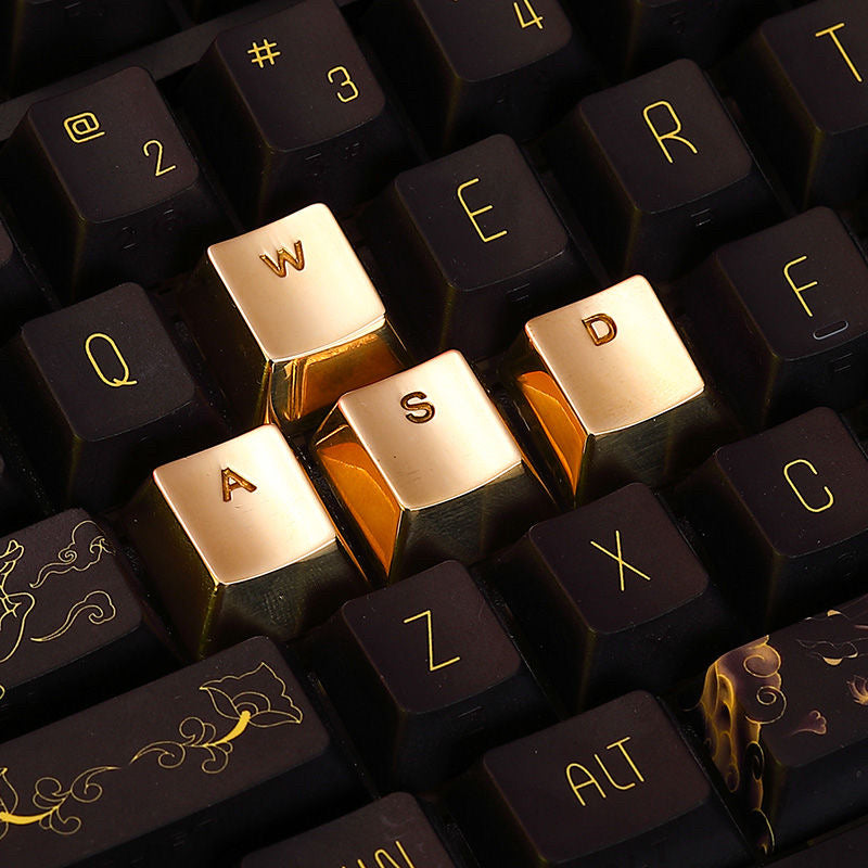 Wasd key position pure copper personalized engraved keycaps mechanical keyboard OEM height metal material decorative keycaps