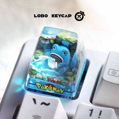 Pok é mon series,Poliwhirl, Crystal drops of glue material artisankeycaps, cute decorative keycaps
