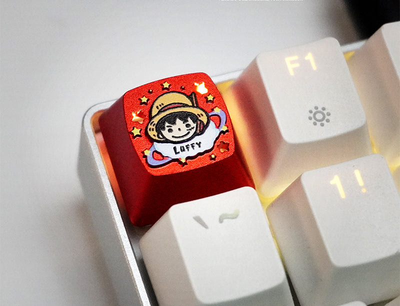 One Piece character cartoon character personalized keycap aluminum alloy metal anode process mechanical keyboard customized metal decorative keycap.
