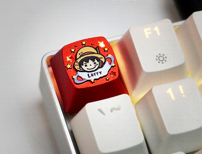 One Piece character cartoon character personalized keycap aluminum alloy metal anode process mechanical keyboard customized metal decorative keycap.