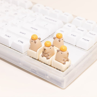 Leisure Time Theme, Small Animals Sitting on Sofa, Resin Spray Personalized Keycaps, Art Design Keycaps