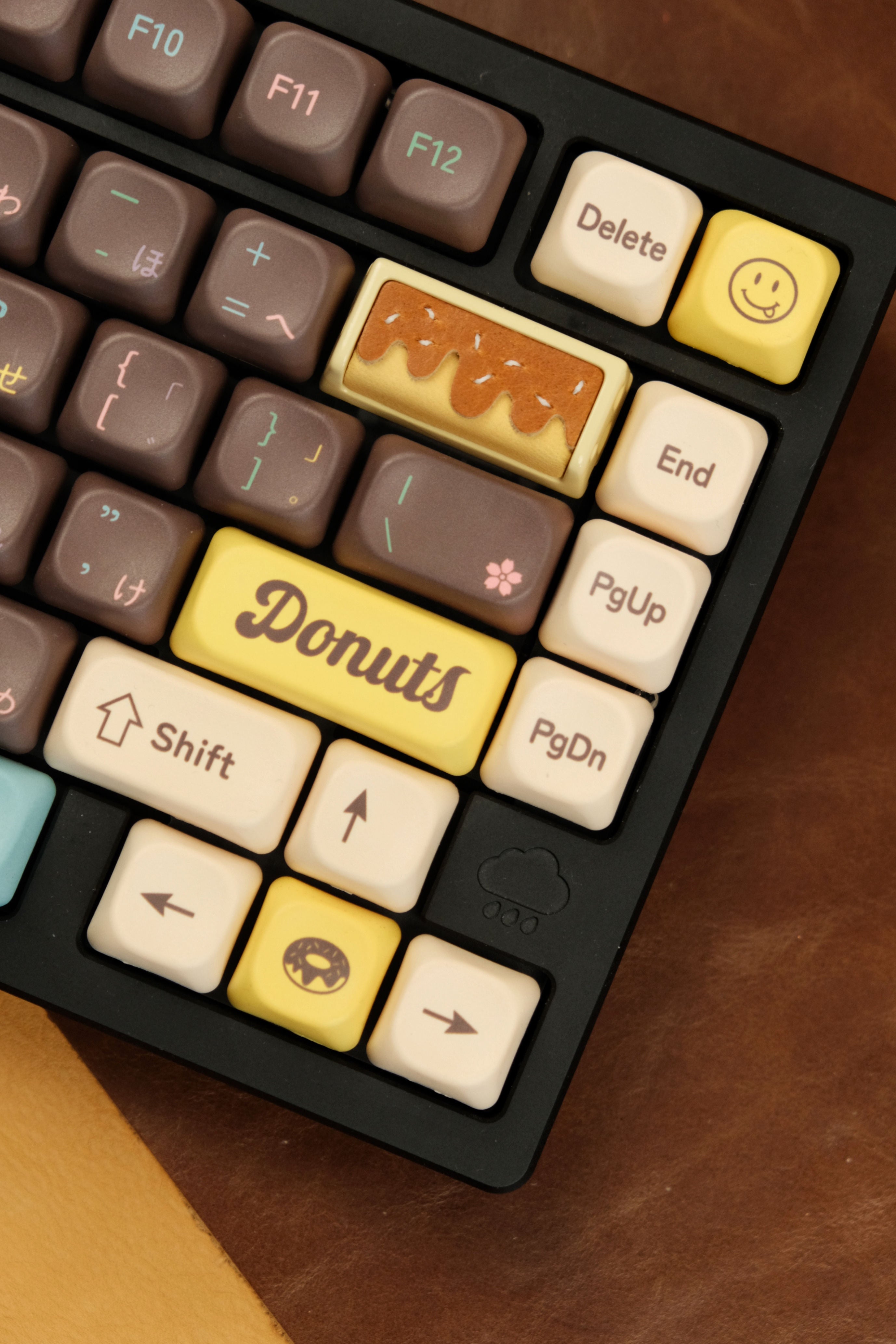 Delicious cake, 2U leather+resin personalized keycaps, mechanical keyboard decorative keycaps, food art creative keycaps