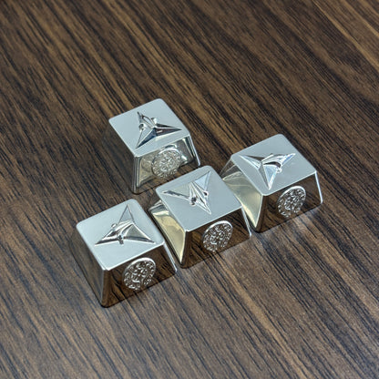 Chrome Hearts style, full keyboard key positions, 925 sterling silver custom trendy cultural keycaps, fashionable and personalized artistic decorative keycaps.