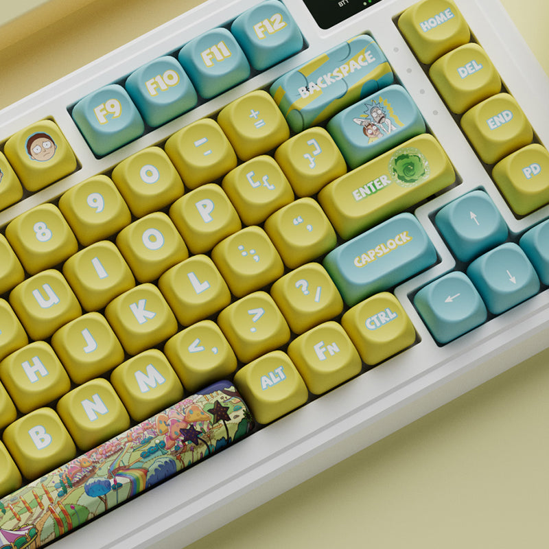 Rick and Morty themed PBT sublimation keycaps, complete set of OQO high gaming mechanical keyboard themes