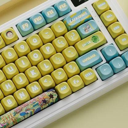 Rick and Morty themed PBT sublimation keycaps, complete set of OQO high gaming mechanical keyboard themes