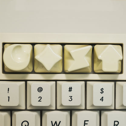 Metal spray simple and personalized keycaps, 1U geometric decorative keycaps, artistic keycaps