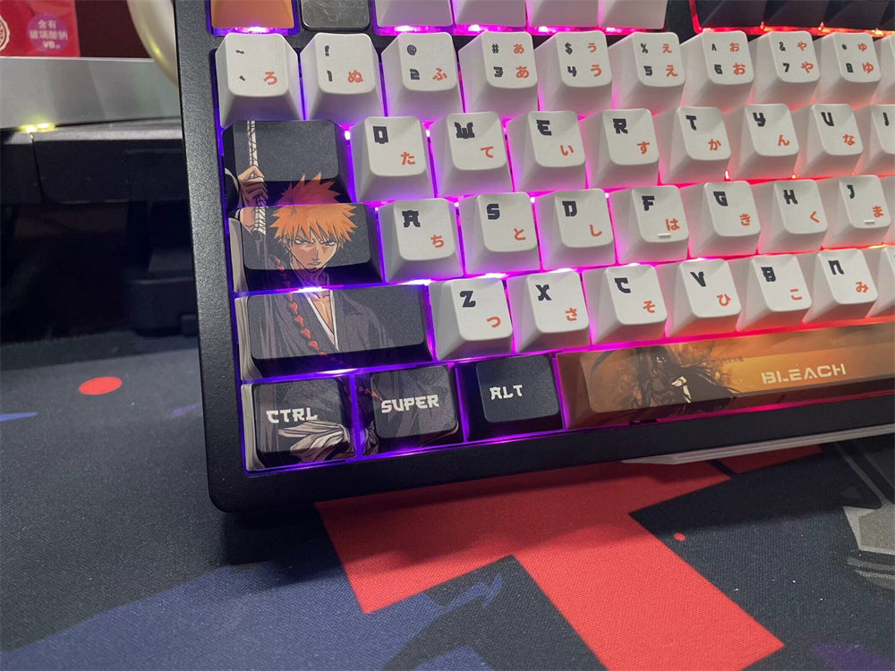 BLEACH theme, Kurosaki Ichigo, PBT material five sided sublimation, anime game series personalized set decorative keycaps