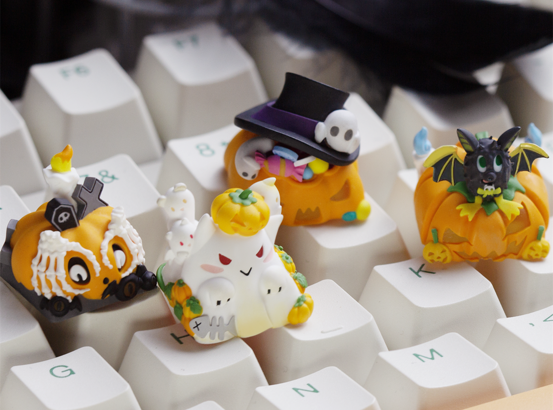 Halloween, monster shaped, multi-color resin molded personalized keycaps, holiday gift decorations, mechanical keyboard art keycaps