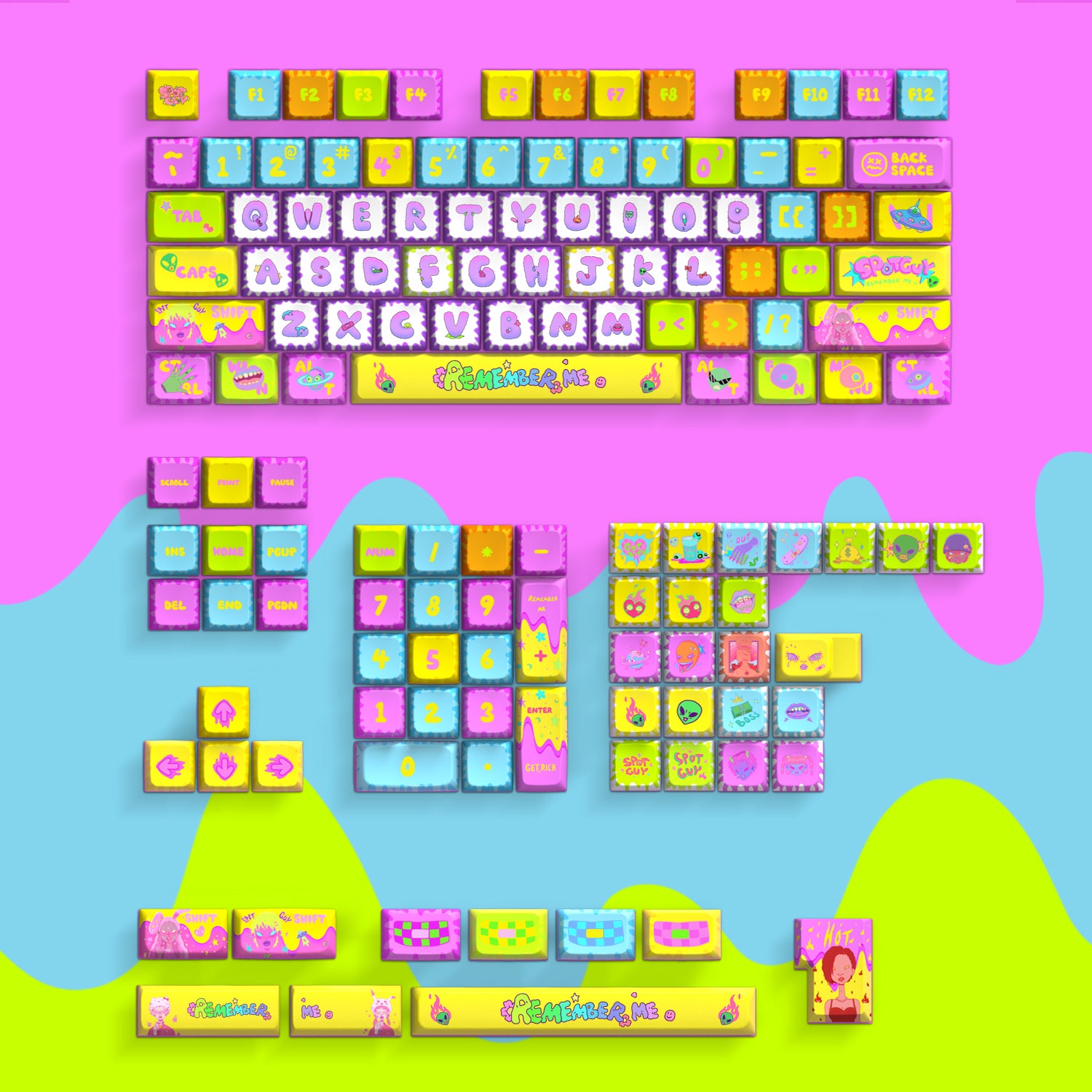 Street artist graffiti series, PBT material sublimation process personalized keycap customization set, decorative keycaps