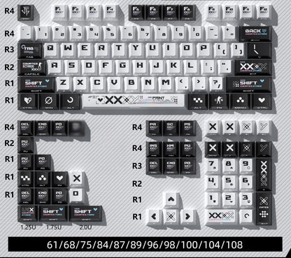 CSGO Printed Theme Collection, Black and White PC Transparent, PBT Set Keycaps, Heat Sublimation Personalized Set Keycaps.