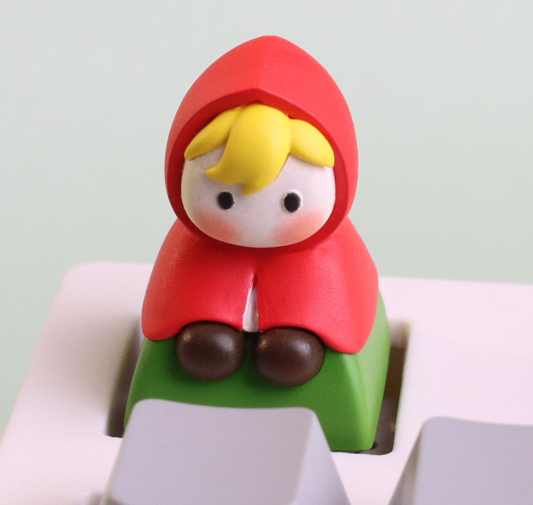 Resin coated personalized keycaps 1U Little Red Riding Hood, fairy tale Little Red Riding Hood peripheral keycaps.