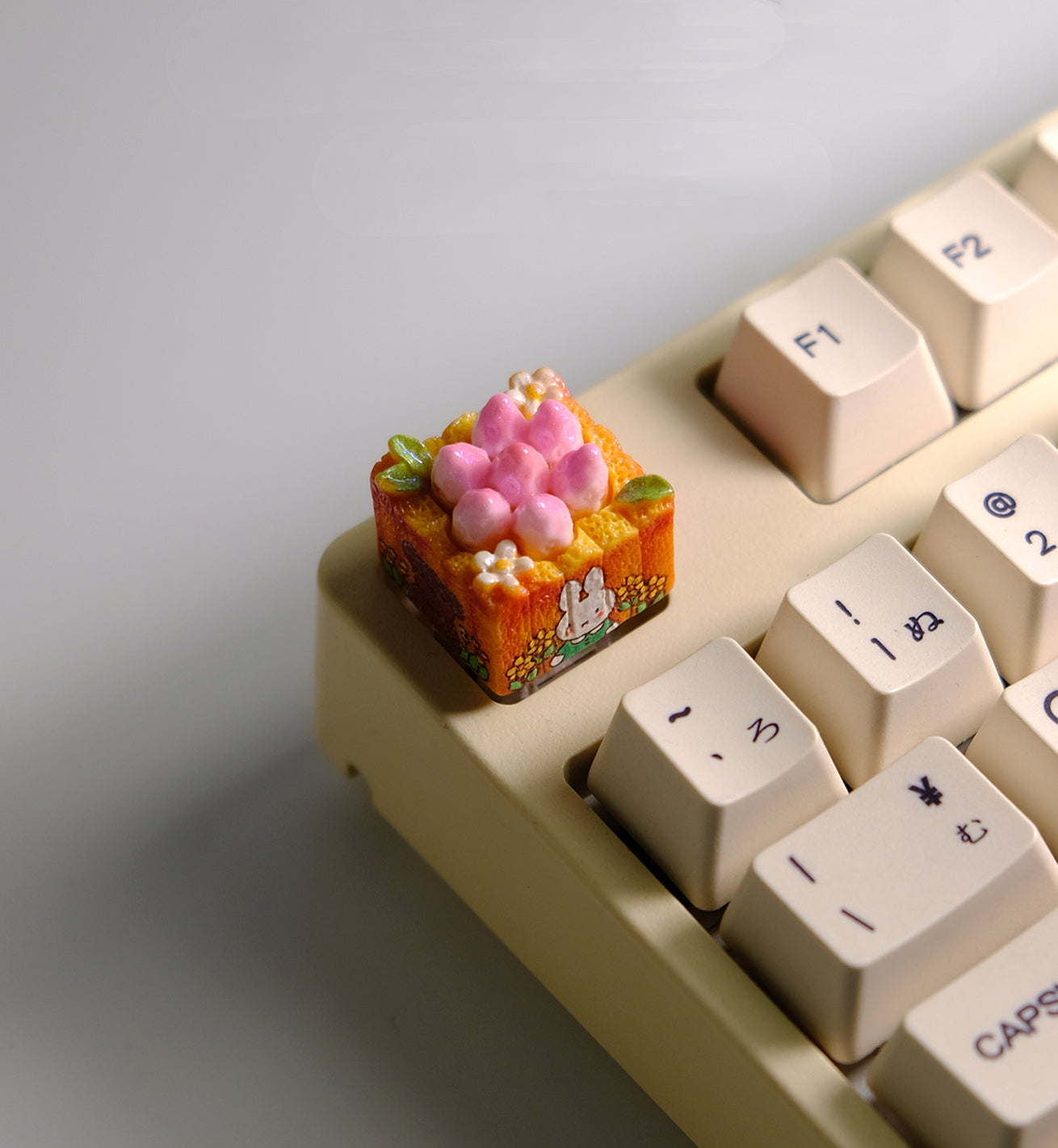 Cute Strawberry Rabbit Toast Cute Multi Color Resin Keycaps Creative Customized Decorative Keycaps