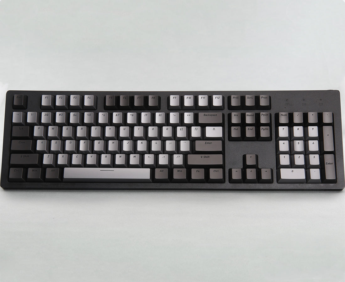 Aluminum alloy dark gray, light gray combination keycap set, personalized metal keycap set. Customized keycaps for creative culture