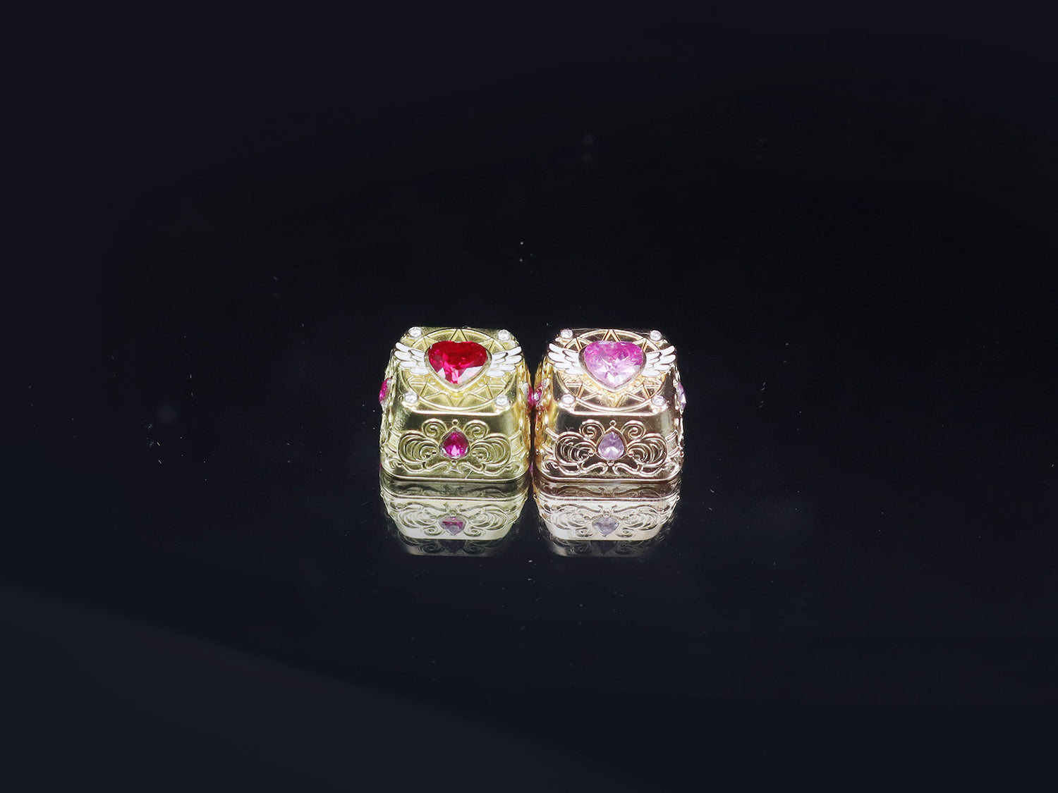 Card Captor Sakura, metal gemstone personalized keycaps, metal magic patterned keyboard decorative keycaps