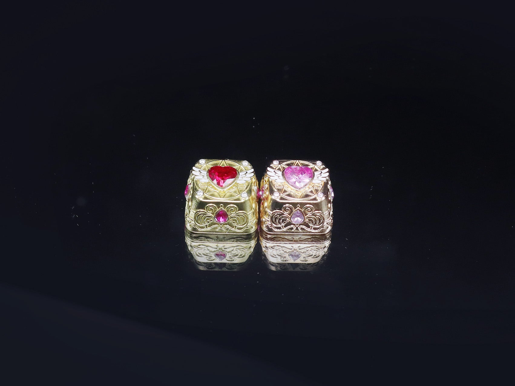 Card Captor Sakura, metal gemstone personalized keycaps, metal magic patterned keyboard decorative keycaps