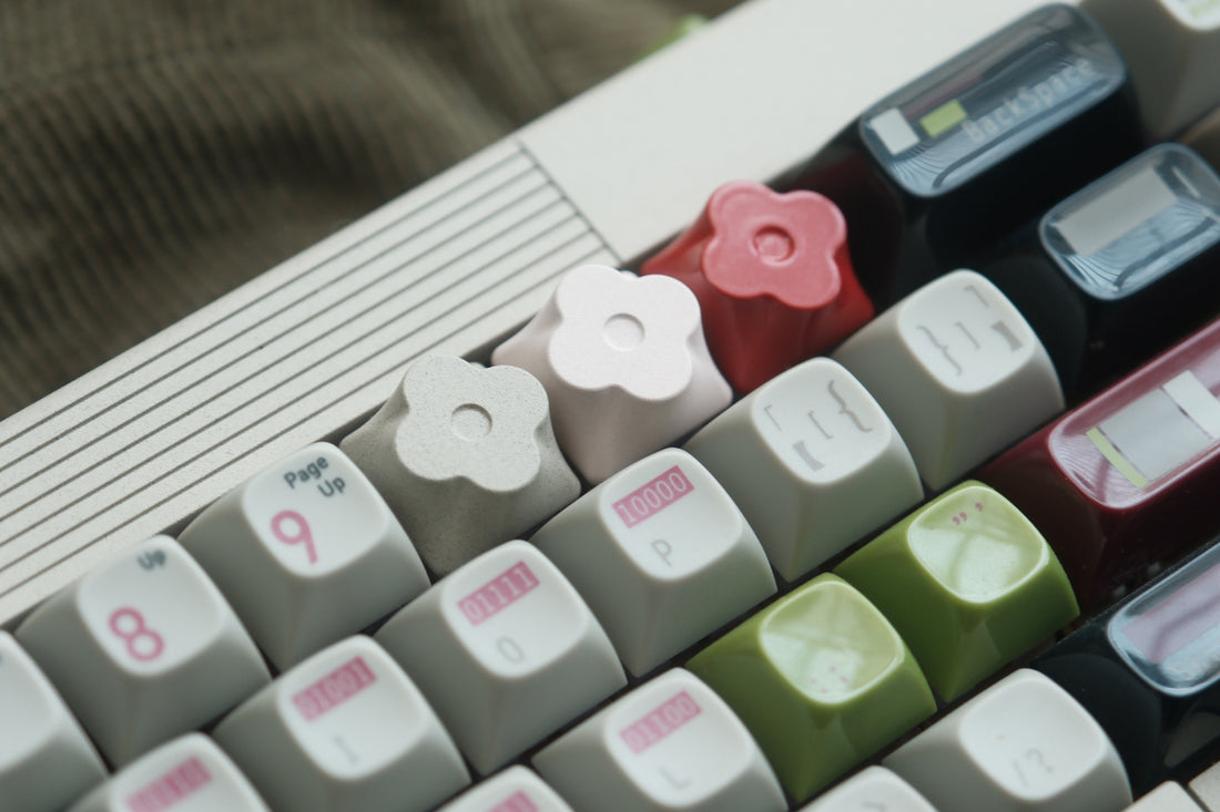 Flower shaped metal keycaps with personalized simplicity, CNC aluminum alloy personalized keycaps