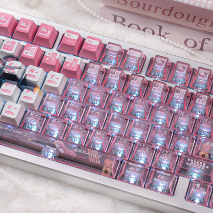 Mechatronics Assault Theme, PBT+PC Top Misty Pink Sublimation Creative Personalized Keycap Set
