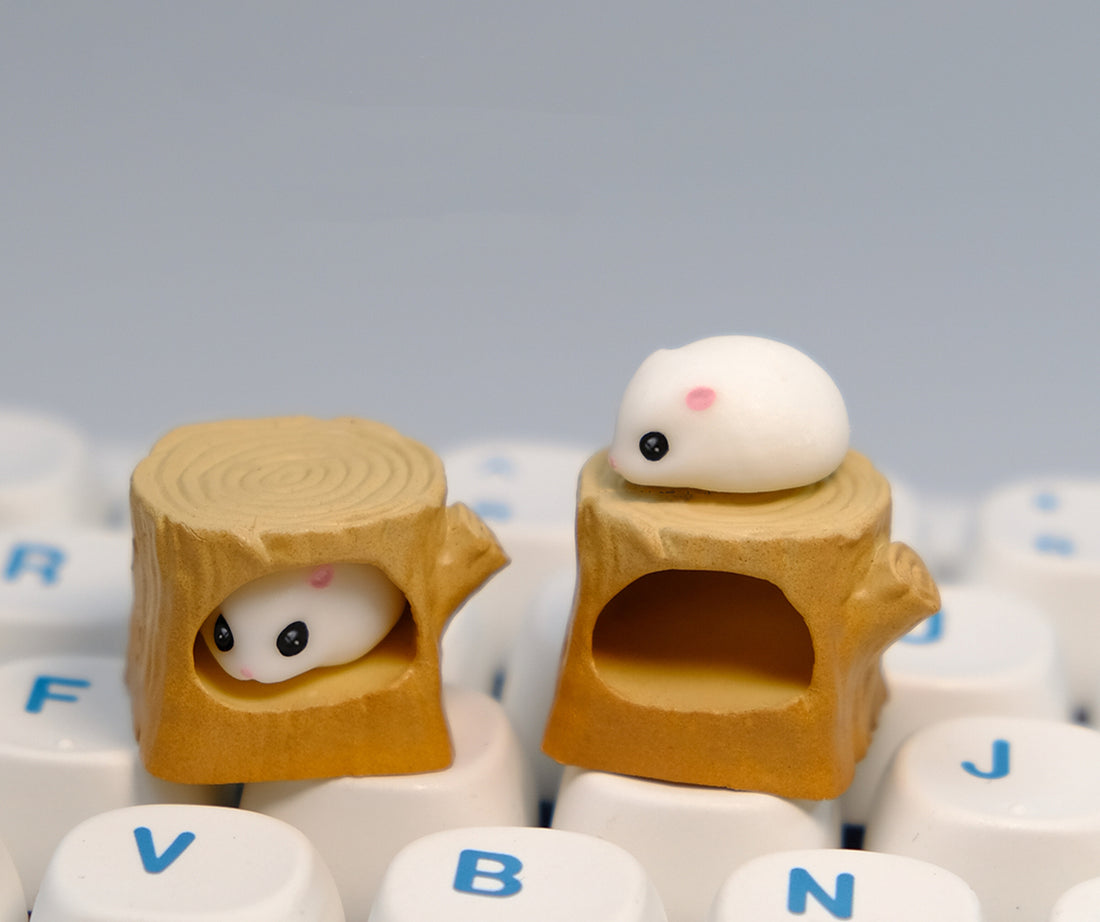 Magnetic hamster personalized keycaps, cute pet multi-color resin molded personalized keycaps, cute style split craftsman keycaps