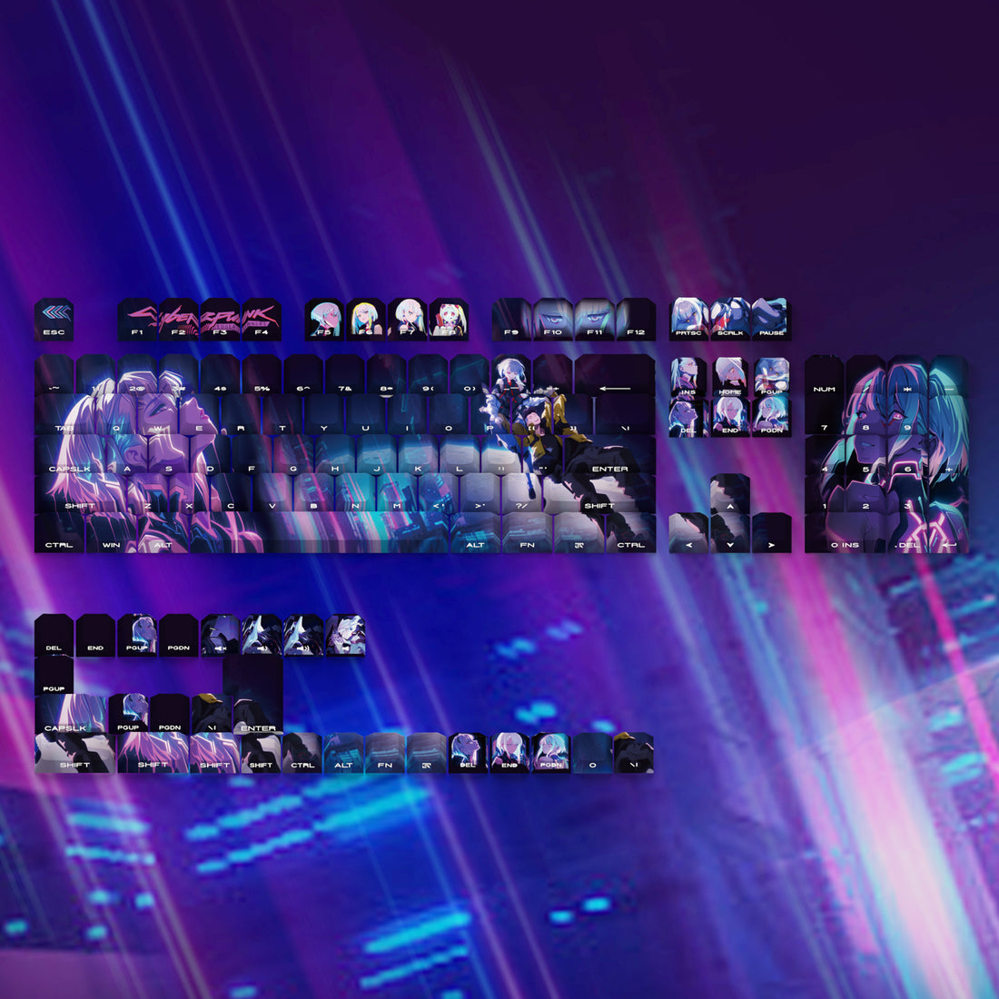 Cyberpunk，Lucy， Side view mechanical keyboard key cap anime PBT thermal sublimation original height suit key cap