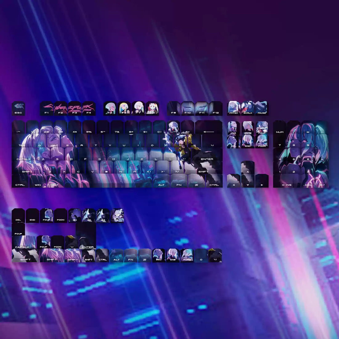 Cyberpunk，Lucy， Side view mechanical keyboard key cap anime PBT thermal sublimation original height suit key cap