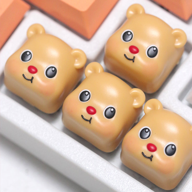 butter bear， Cute and personalized keycaps, multi colored resin molded artisankeycaps.