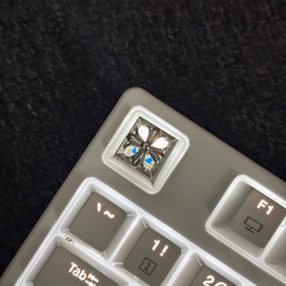 Chrome Hearts style, full keyboard key positions, 925 sterling silver custom trendy cultural keycaps, fashionable and personalized artistic decorative keycaps.