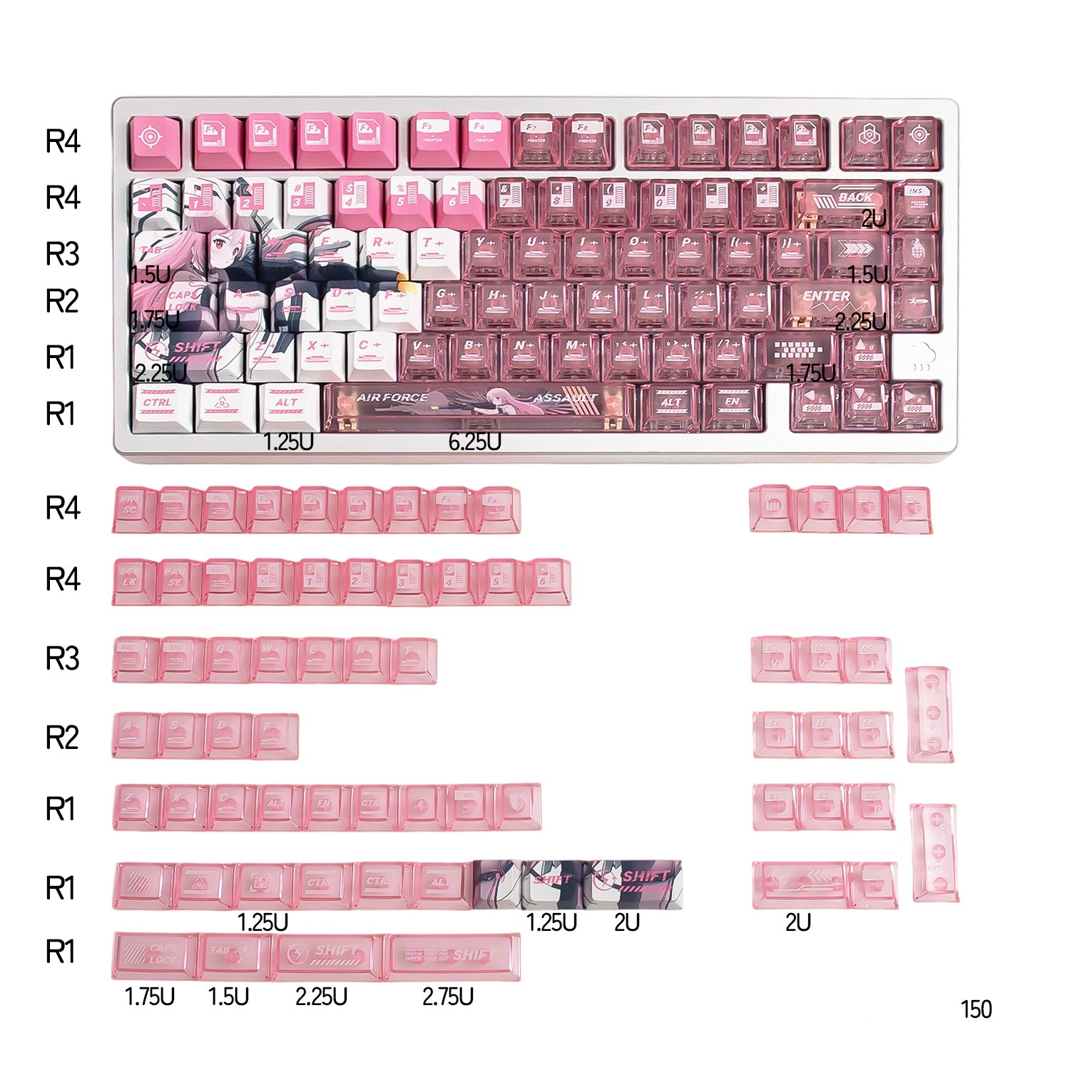 Mechatronics Assault Theme, PBT+PC Top Misty Pink Sublimation Creative ...