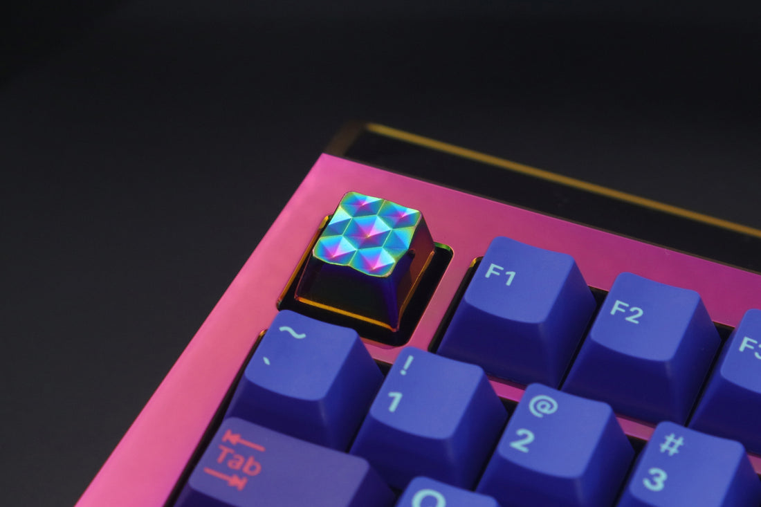 Prism honeycomb geometric art illusion silver plated zinc aluminum alloy metal personalized keycaps