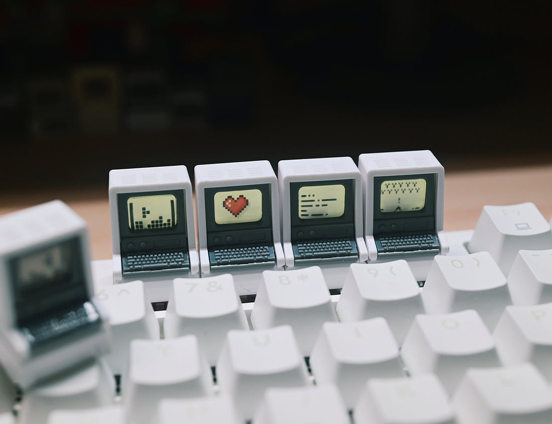 Mac, Macintosh, K-03 prototype keycaps, retro personalized translucent resin keycaps, mechanical keyboard decorative keycaps