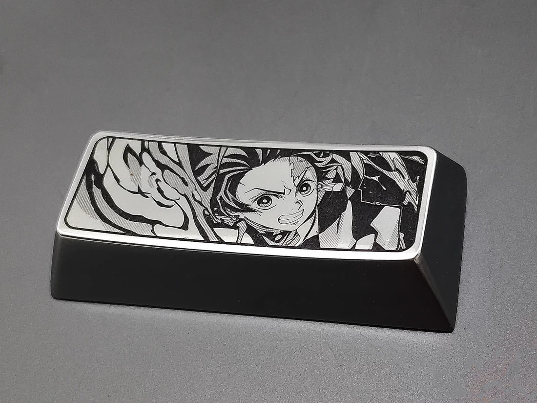 Demon Slayer: Kimetsu No Yaiba, Kamado Tanjirou, 2.25U metal personalized keycaps (zinc alloy/titanium alloy), anime, gaming, cultural decoration, art keycaps