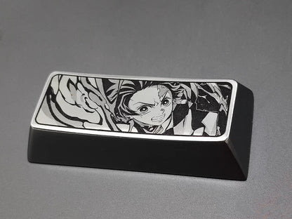 Demon Slayer: Kimetsu No Yaiba, Kamado Tanjirou, 2.25U metal personalized keycaps (zinc alloy/titanium alloy), anime, gaming, cultural decoration, art keycaps