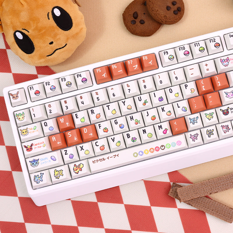 Pok é mon Theme Set Personalized Keycaps, Cute Pixel Style Mechanical Keyboard Cap PBT Five sided Heat Sublimation Original Factory Height