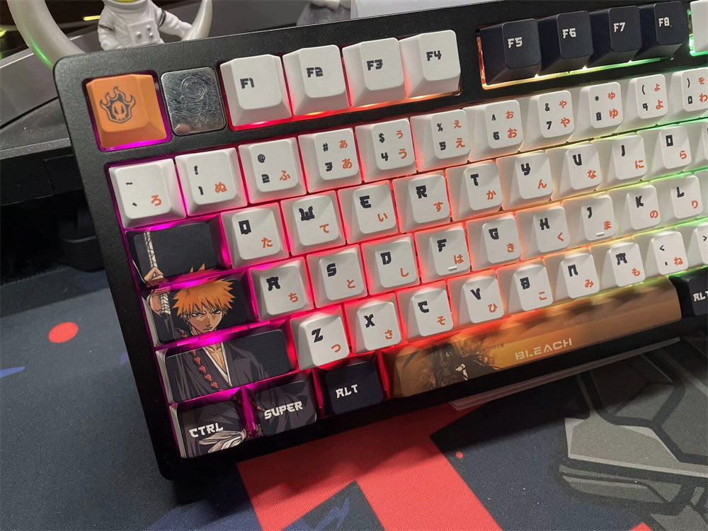 BLEACH theme, Kurosaki Ichigo, PBT material five sided sublimation, anime game series personalized set decorative keycaps