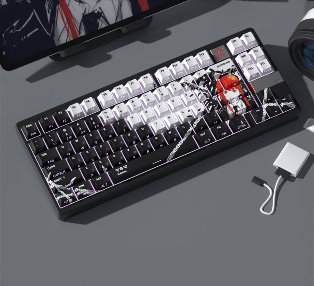 Chainsaw Man Theme Makima Side Engraved Transparent Keycaps OEM Height PBT Thermal Sublimation Anime Game Theme Customized Keycaps