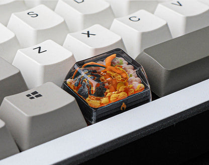 Pok é mon series, 1.25U Charizard, Crystal drops of glue, artisankeycaps, handmade custom personalized keycaps