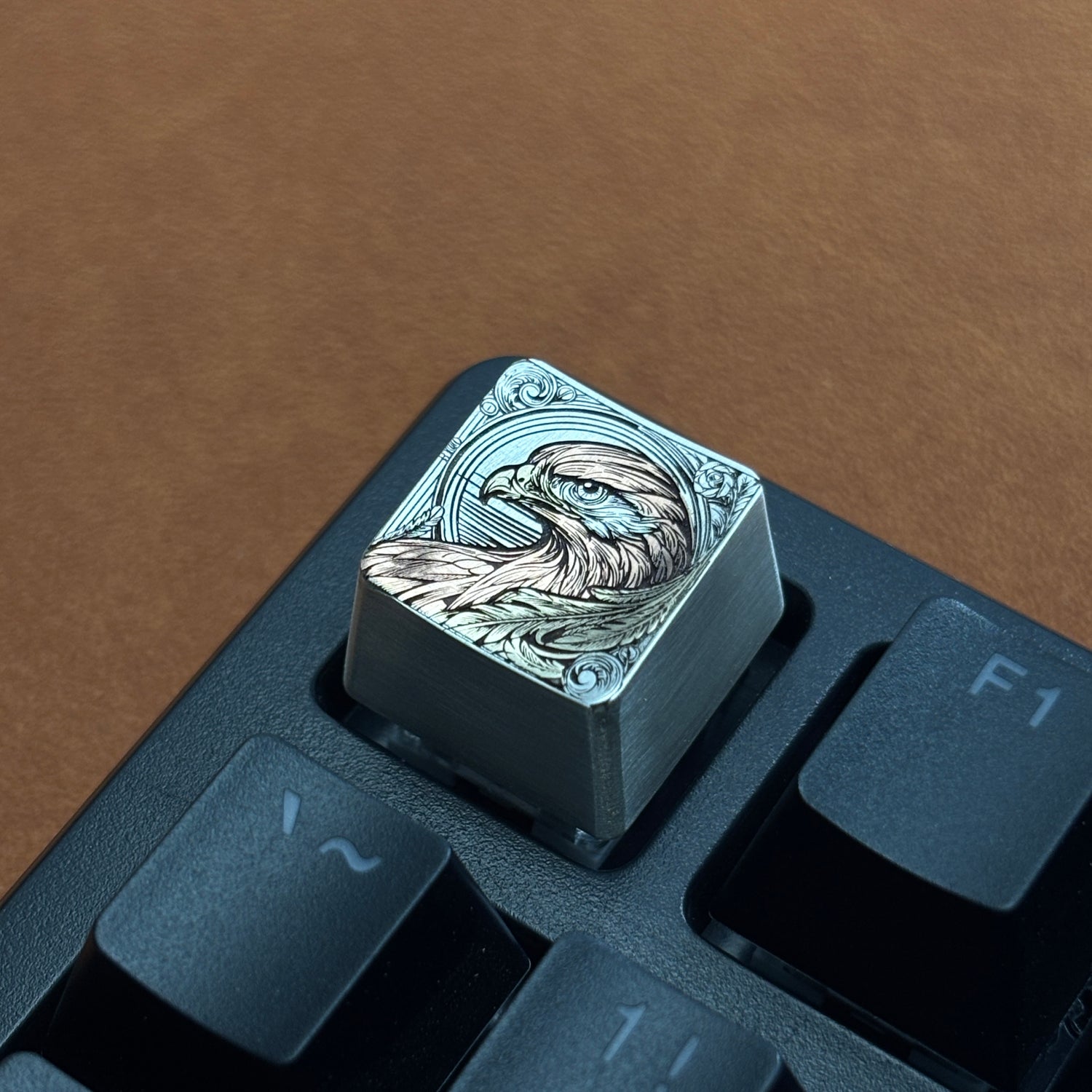 Collection of pure silver hand carved personalized keycaps, hand carved inlaid custom art keycaps