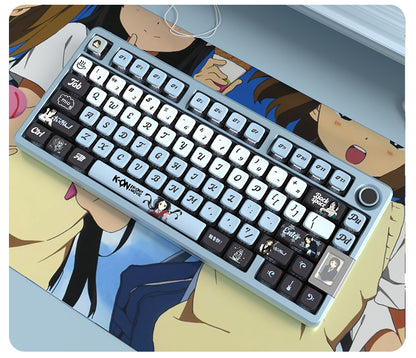 K-ON！ Theme: Akiyama Mio Blue Personalized Keycap Set with Original Factory Translucent PBT Thermal Sublimation Process for Side Carving