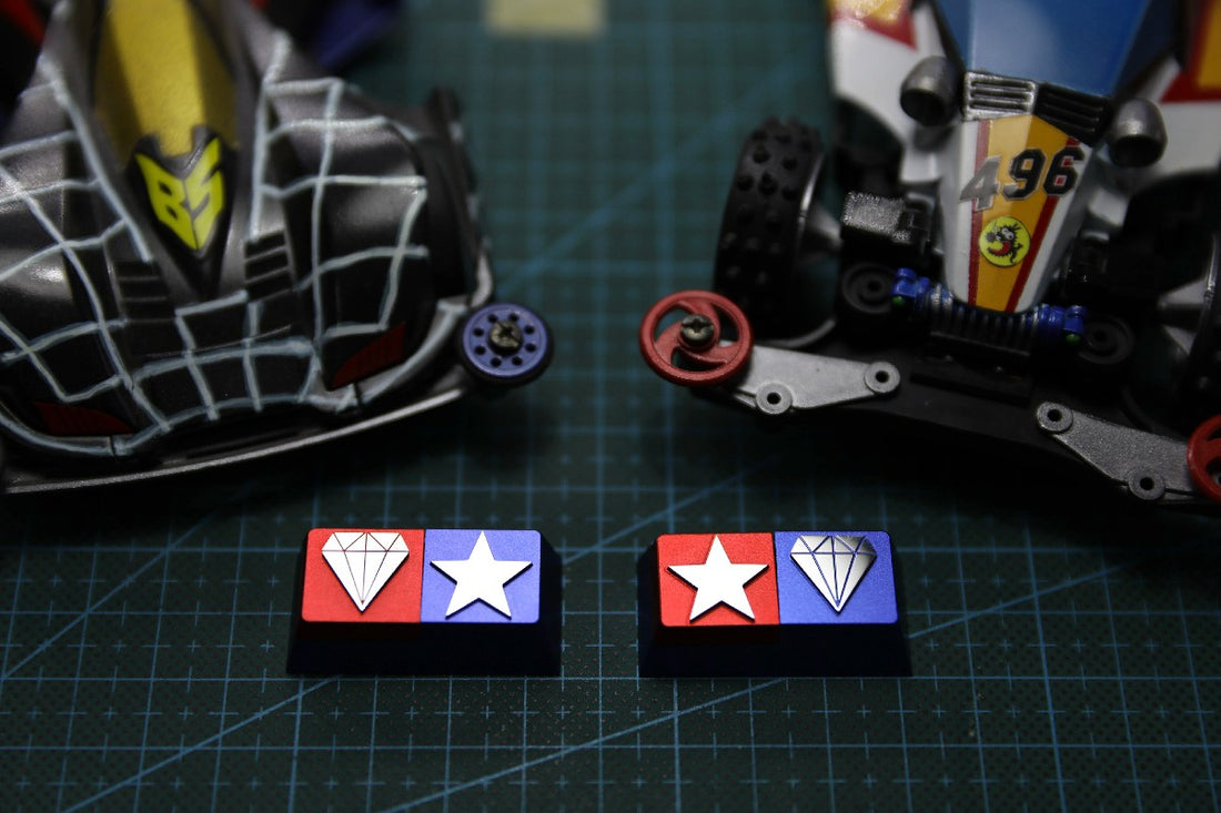 Mini 4WD classic logo, aluminum alloy 2U metal personalized keycap, decorative keycap.