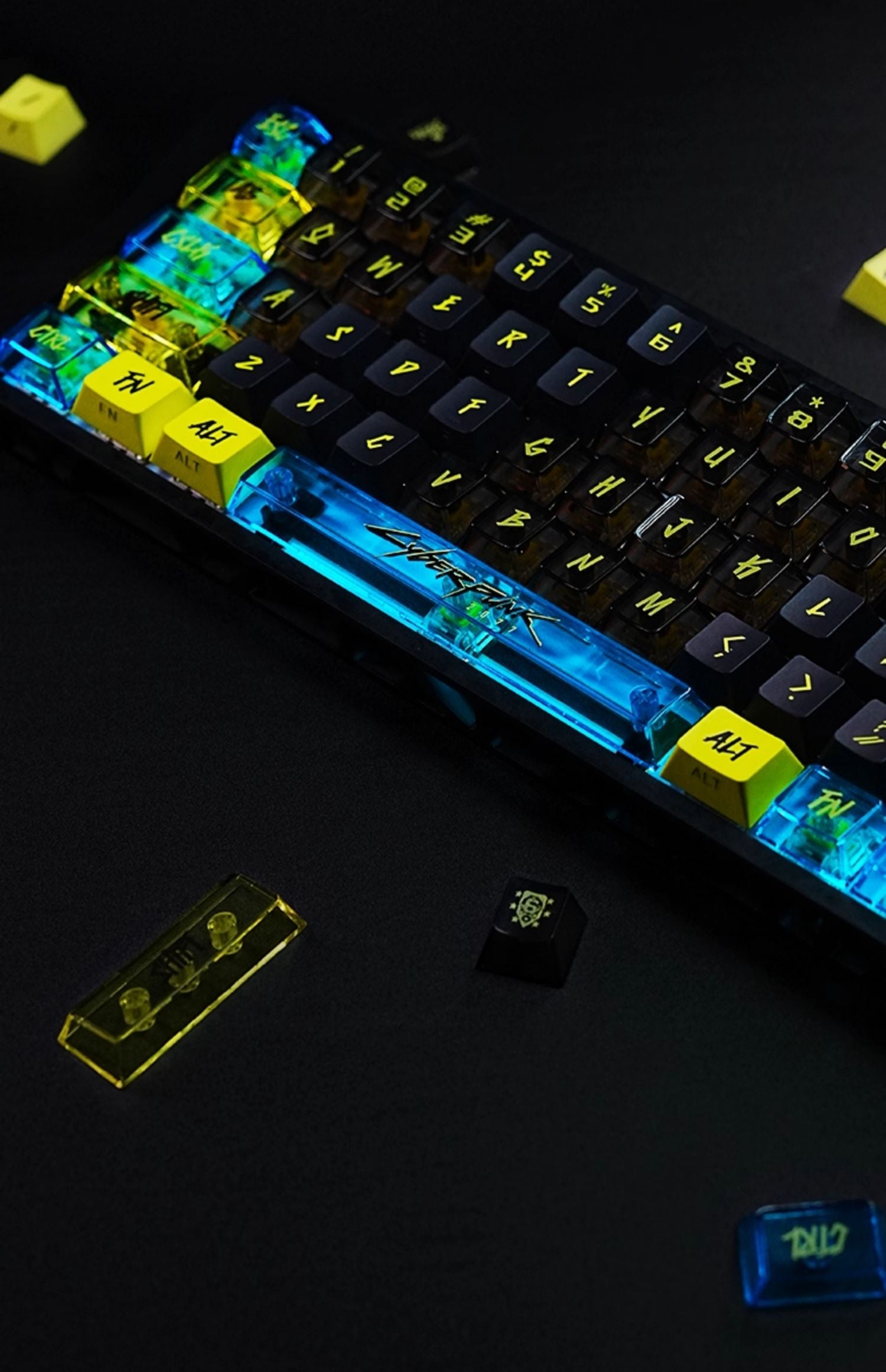 Cyberpunk themed keycaps pbt+PC sublimation technology personalized keycap set neon colored keycaps, anime and game themed decorative keycaps