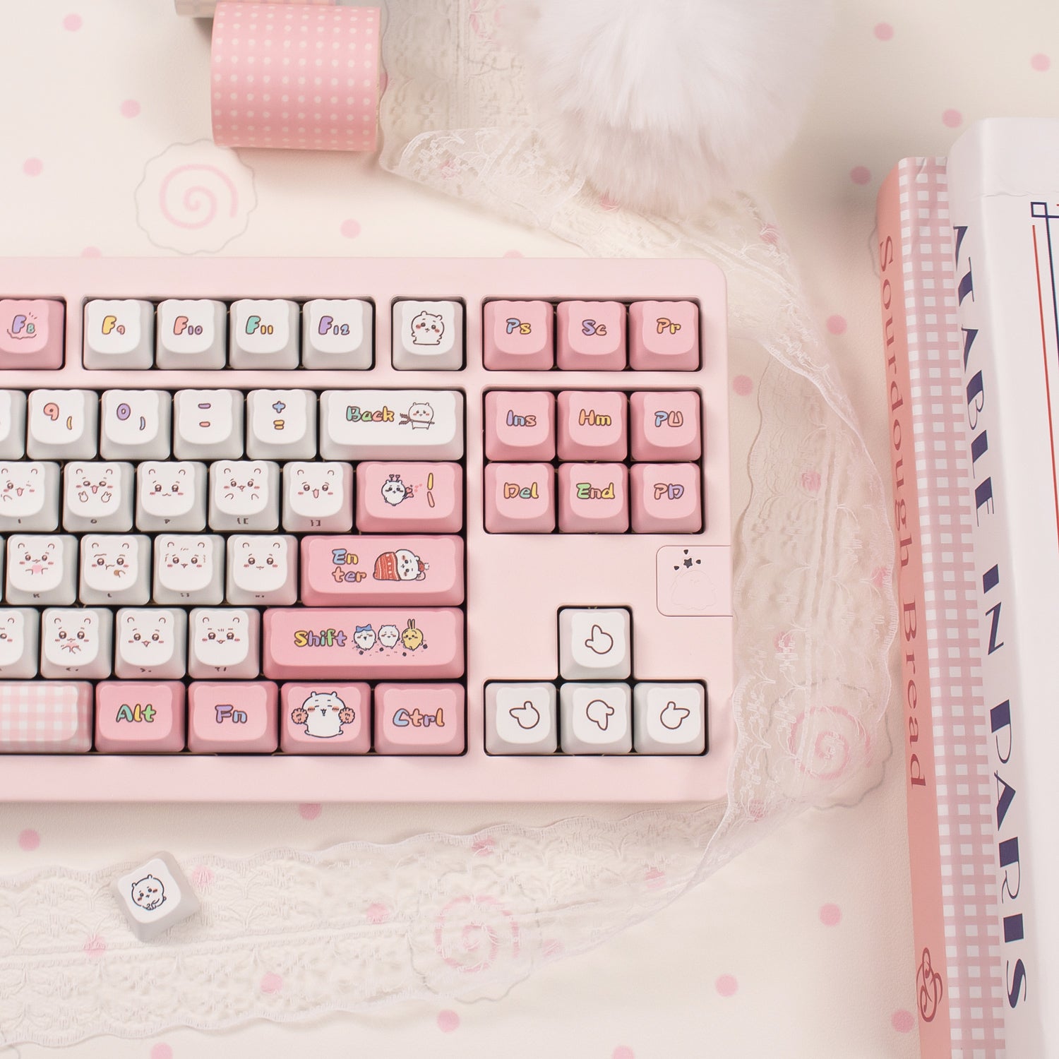 Chiikawa theme, PBT material MOA height Sublimation creative personalized keycap set