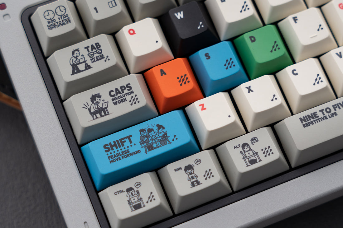 Early work and late return theme mechanical keyboard keycap complete set PBT heat sublimation original factory highly personalized keycap set