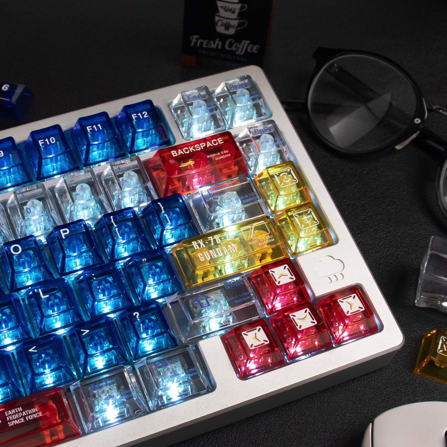 GUNDAM theme, original factory high PC transparent mechanical keyboard keycap UV printing creative personalized keycap set