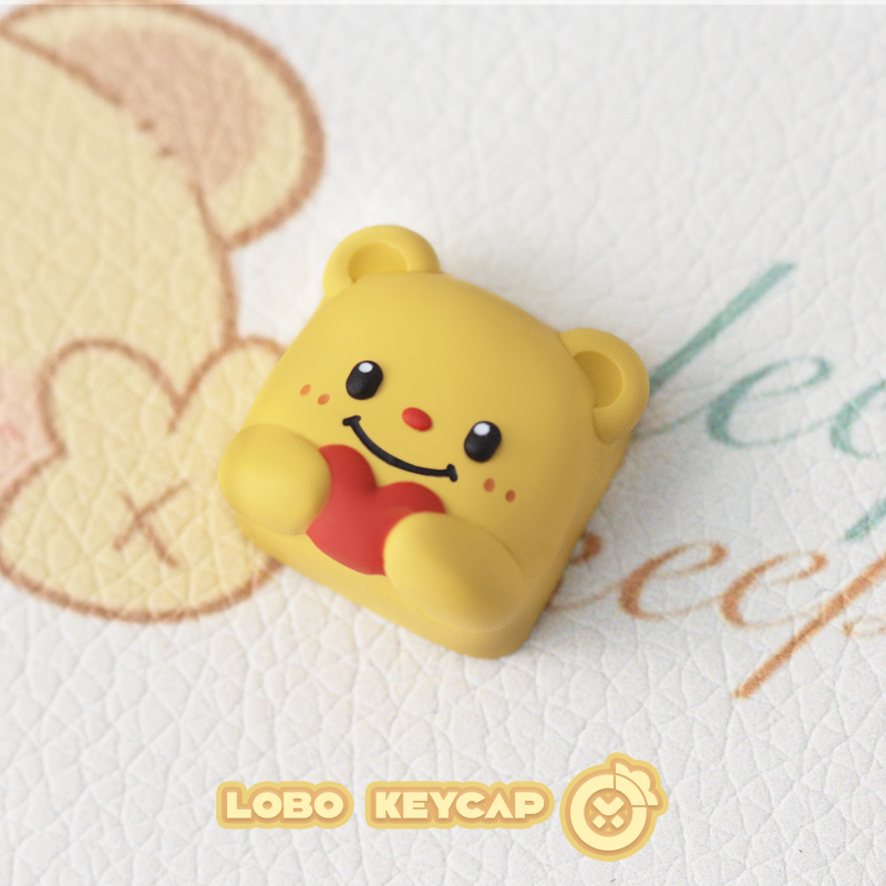 Simple and cute butter teddy bear, multi-color resin molded personalized keycaps